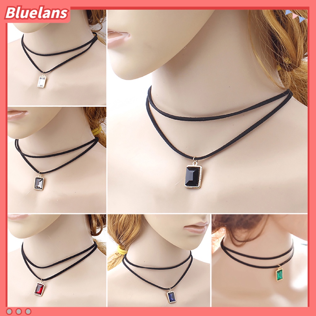 Bluelans Neckband Choker Double Layers Durable Velvet Black Velvet Short Chain