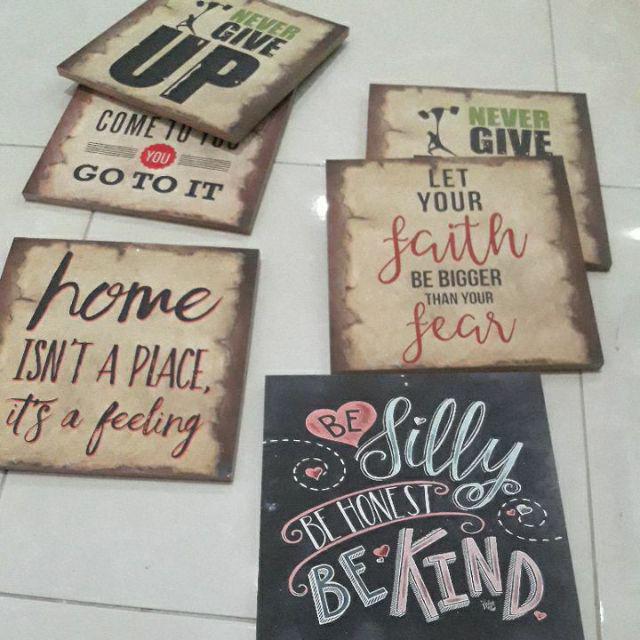 Walldecor Home Family Quotes Kata Motivasi 20x20cm Pajangan Hiasan Dinding Shabby Chic