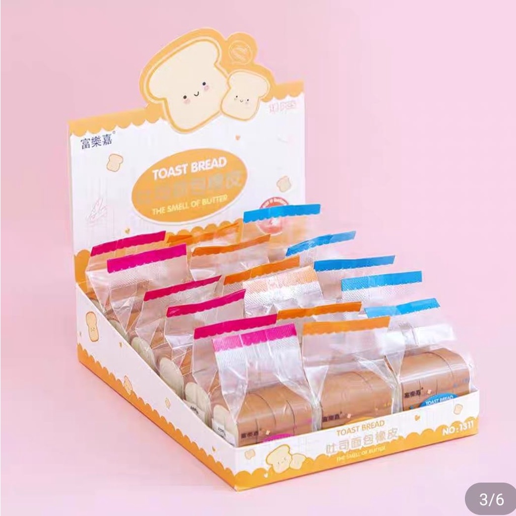 SET PENGHAPUS ROTI ISI 4 PCS BREAD SETIP STIP ERASER LUCU UNIK