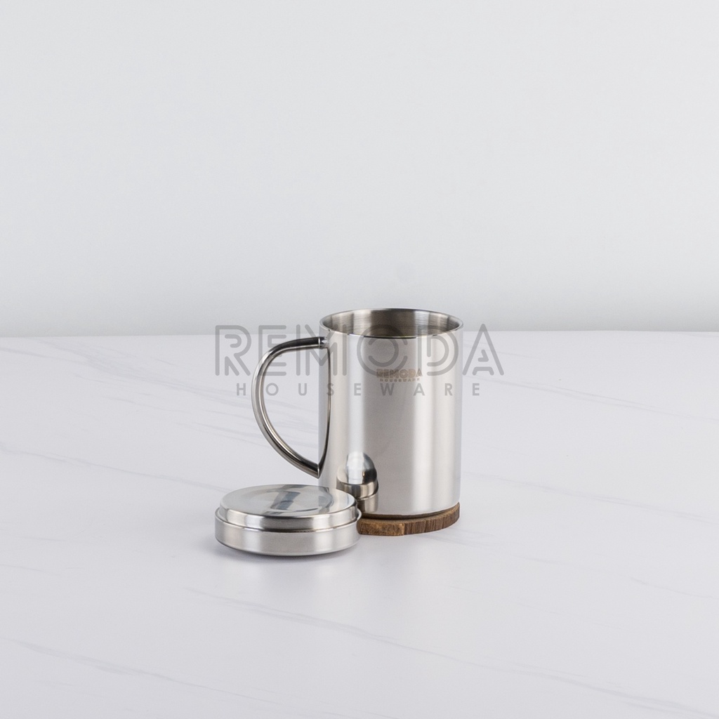 [Remoda] Mug Cangkir Gelas Termos Stainless + Tutup 200-400ml