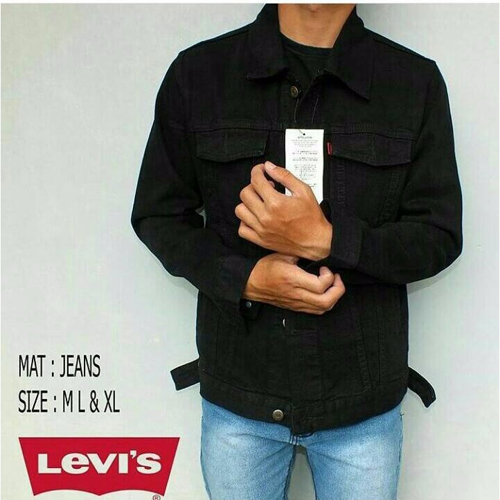 Pakaian Pria Wanita jaket levis jeans cowok hitam