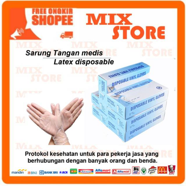 Sarung Tangan Medis Latex Disposable Sarung Tangan Latex Sarung Tangan Serbaguna  Sarung Tangan Medi