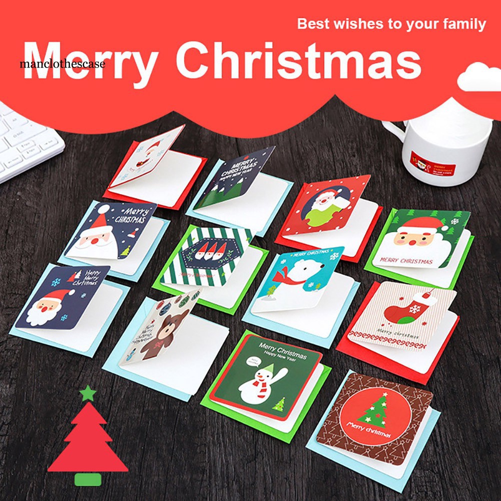 

MANC 144Pcs Christmas Tree Santa Paper Greeting Cards Envelope Xmas Birthday Postcard