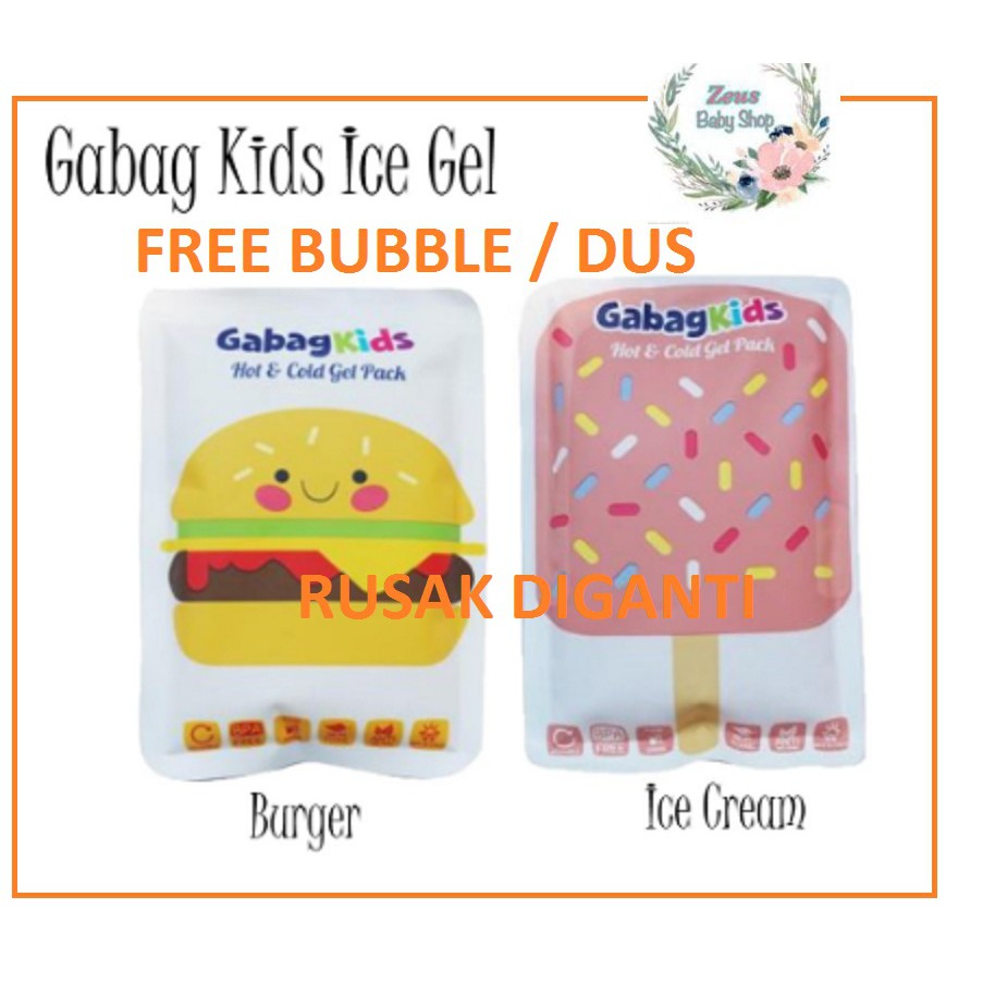 Gabag Ice Gel Hot and Cold 200gr - Kids Ice Cream / Burger Pack 200 gr - Es Pendingin utk Tas ASI / Kompres