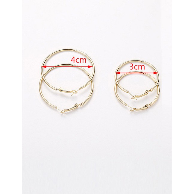 LRC Anting Hoops Fashion Round Shape Decorated 3cm E2550X