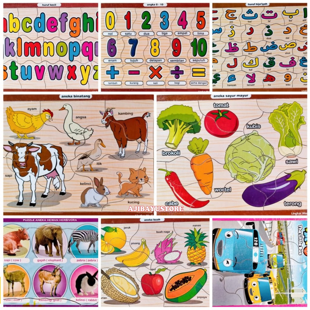 PUZZLE PAUD TK MAINAN EDUKASI ANAK PUZZLE ANAK KETAMPILAN PAUD TK KAYU