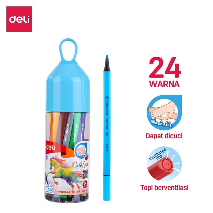 

Deli Felt Pen Washable 1.0mm 24C & 12C / Spidol Mudah di Hapus