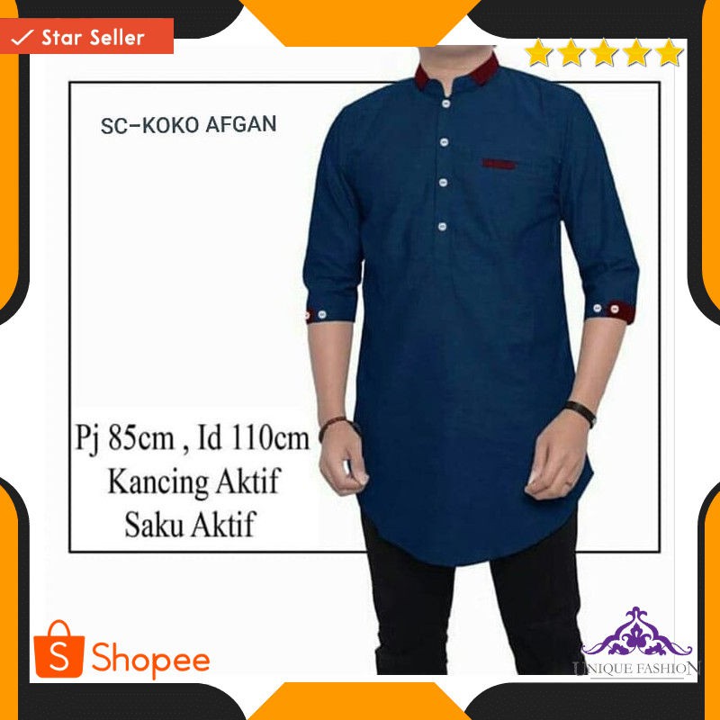 Koko Afgan Navy Sc Baju Koko Pria Katun Navy