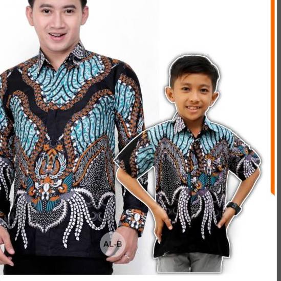 【 Ada 11.11>> 】 Baju Atasan Batik Pria Dewasa Dan Anak Madu Toska M L Xl Xxl  // Batik Couple Ayah D