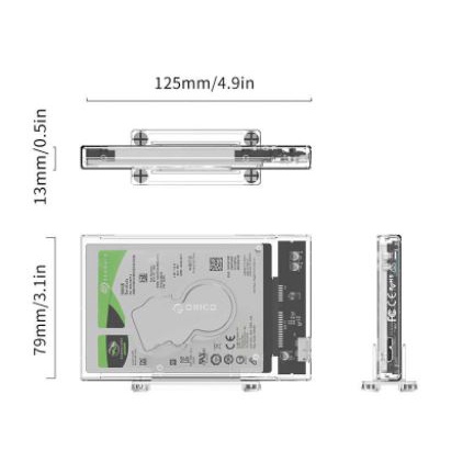 Hdd ssd enclosure Orico 2.5&quot; sata Transparent usb 3.0 5Gbps w/ Stand 2159u3 - Casing harddisk external 2.5 transparan 2159-u3