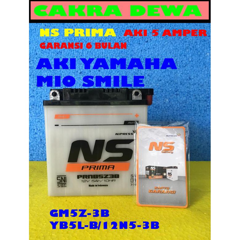  Aki  MOTOR  GARANSI 6 BULAN YAMAHA MIO  SMILE  NS PRIMA GM5Z3B 