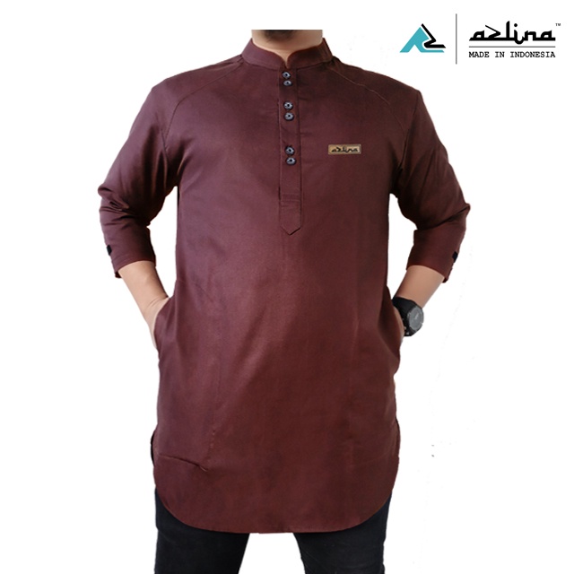 Terbaru Koko Dewasa Kurta Pakistan Pria Original Azlina Bahan Katun Madinah Busana Muslim Terlaris COD Model Kekinian Lengan Tiga Perempat