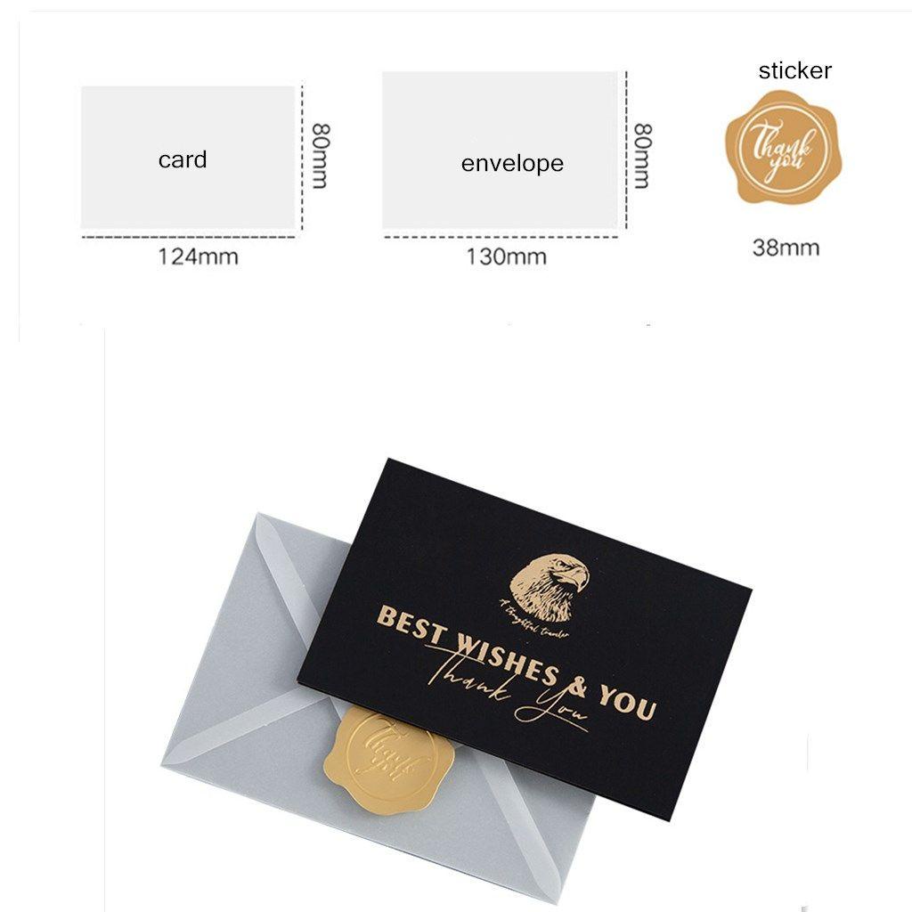 R-flower 1set Kartu Ulang Tahun Hadiah Syukuran Tahun Baru Bronzing Card Dengan Amplop Stiker Perlengkapan Pesta Greeting Postcard