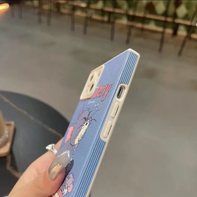 Kucing dan Mouse Pola Tepi Lurus Casing Ponsel untuk iPhone 7 8 Plus 12 13 11 Pro Max X Xs Max Xr Casing Silikon Mskj