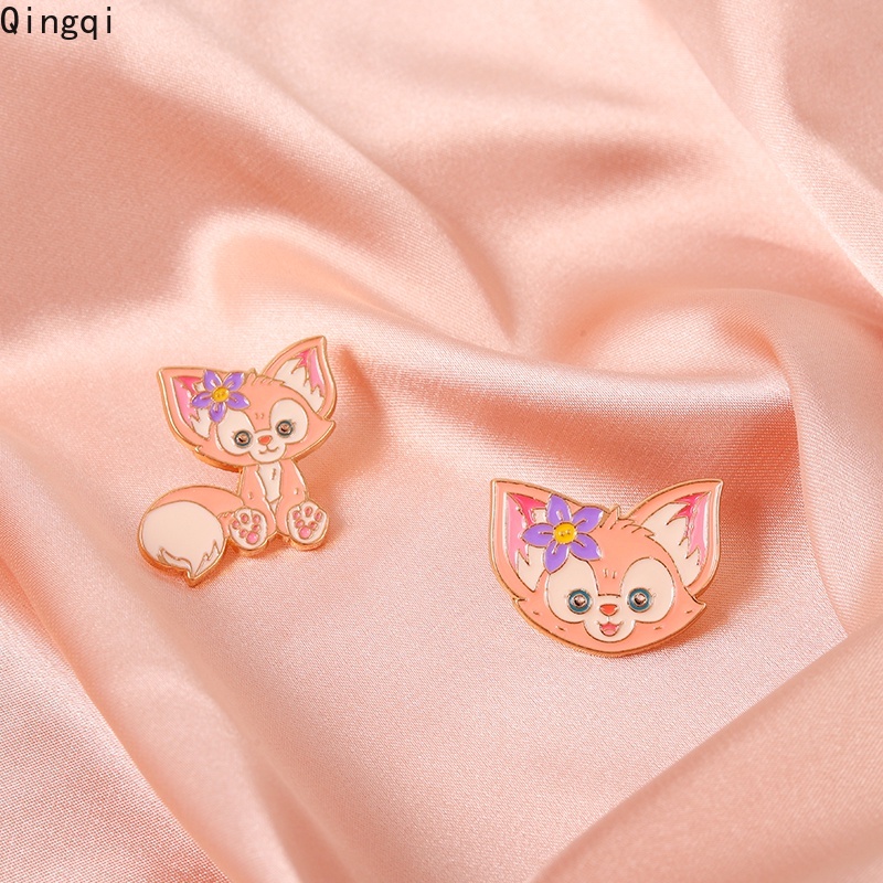 Bros Pin Enamel Bentuk Kartun Rubah Warna Pink Untuk Anak