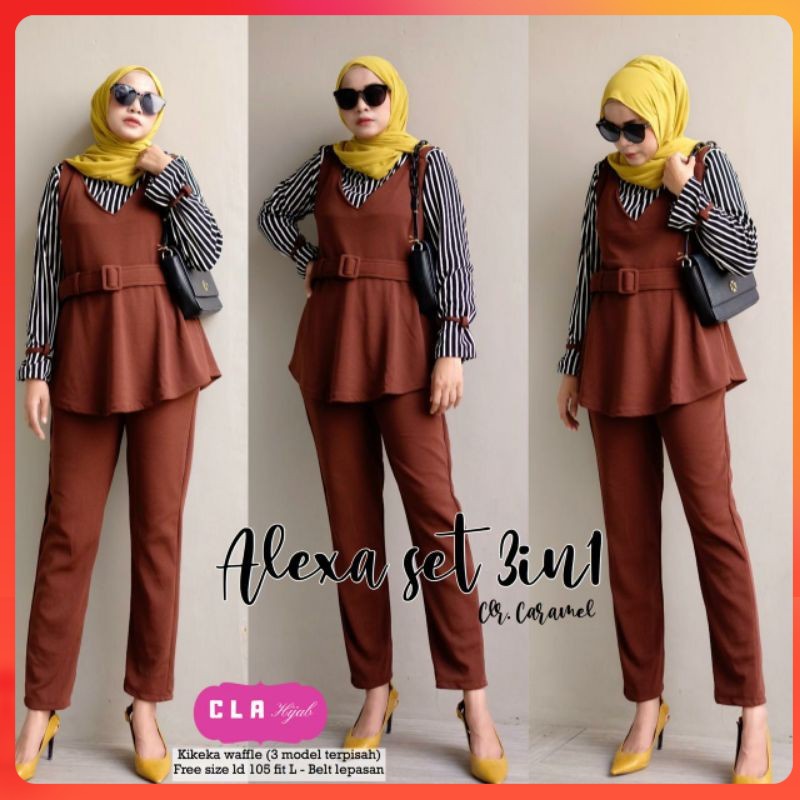 ALEXA SET 3 IN 1 BY CLA HIJAB SOLO / BAJU KANTOR CASUAL GISELA EXLUSIVE SET INARA