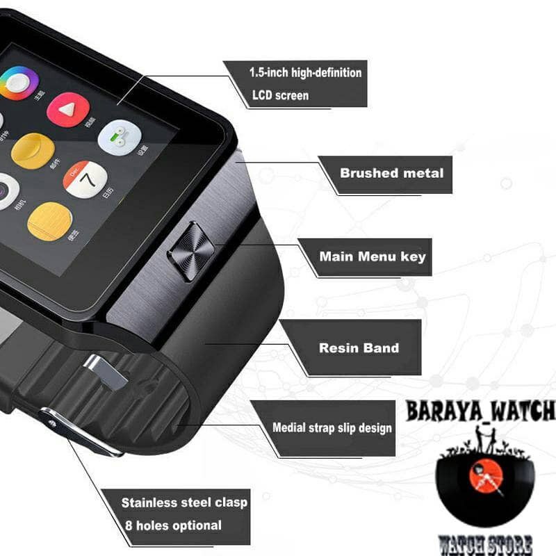 JAM TANGAN HP ANDROID TERCANGGIH U9 DZ09 KAMERA SIM SDCARD TERLARIS