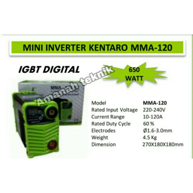 Mesin las kentaro 650watt 120a