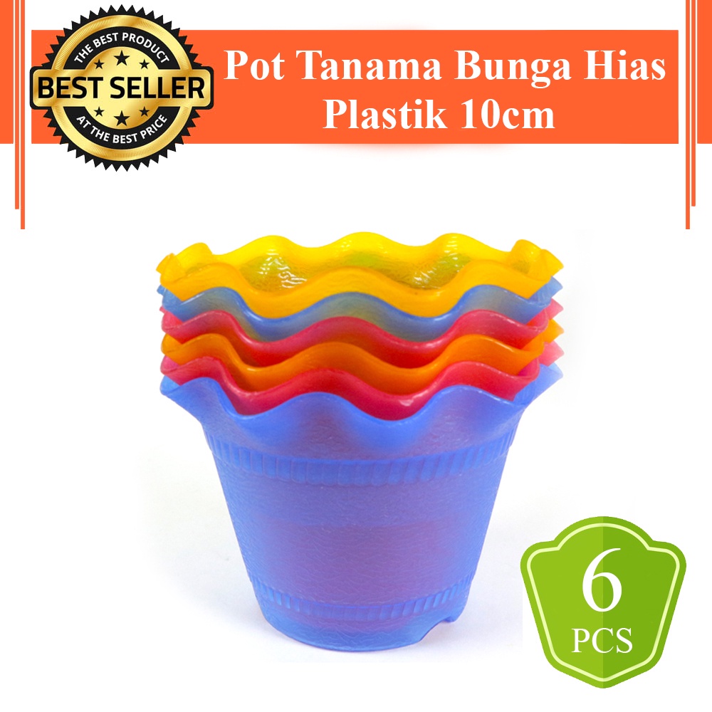 FM - 6 pcs Mercury Pot Tanama Bunga Hias Plastik 10cm - Random Colour / pot hiasan mini / isi6pcs/