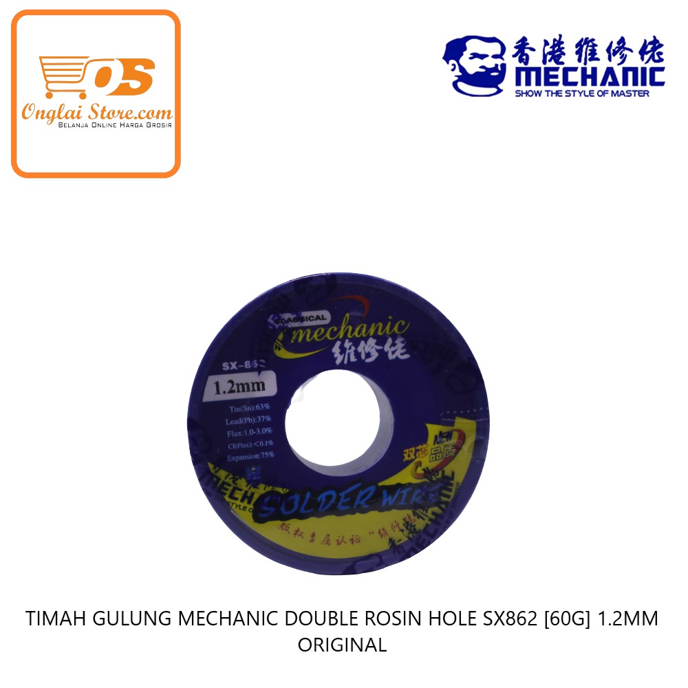 

TIMAH GULUNG MECHANIC DOUBLE ROSIN HOLE SX862 [60G] 1.2MM ORIGINAL