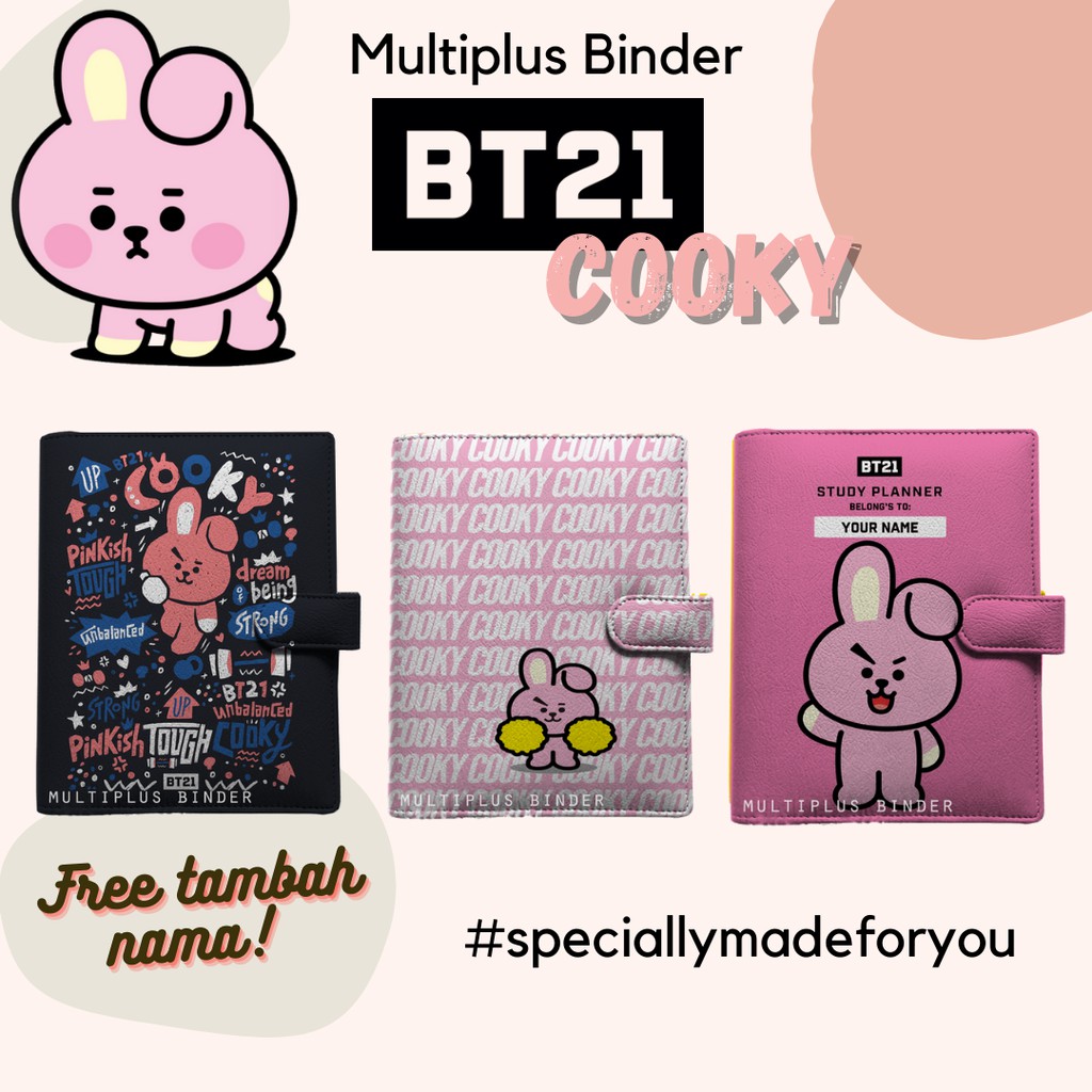 

Binder BT21 Cooky Custom 26 Ring B5 / 20 Ring A5 / 6 Ring A6 FREE Tambah Nama!