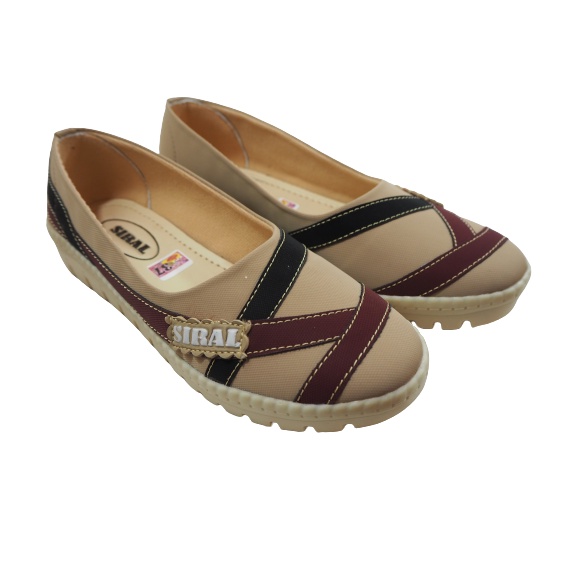 Sepatu Slip On Motif Garis Warna Krem S01R01B1 / Sepatu Wanita / Sepatu Slip On / Sepatu Flat