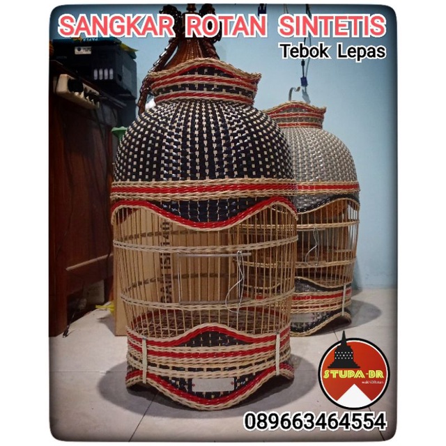 Kandang Rajut Sangkar burung perkutut rotan sintetis Motif gelombang tebok lepas | stupa br - wakhid