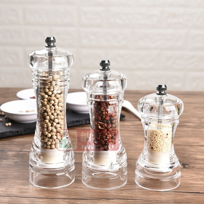 transparant pepper mill salt grinder / penggiling lada garam/gilingan