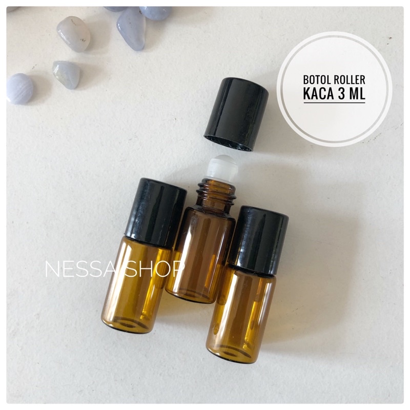 Botol Roller Amber 3 ml - Bola roller Kaca