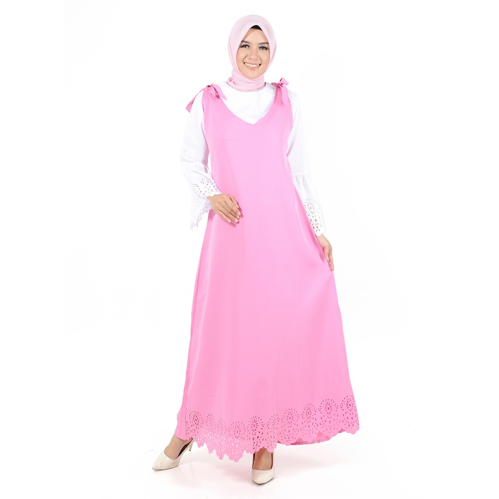 XSHOP  Long dress Muslim Variasi Pon Laser dan tangan terompet - Nadda