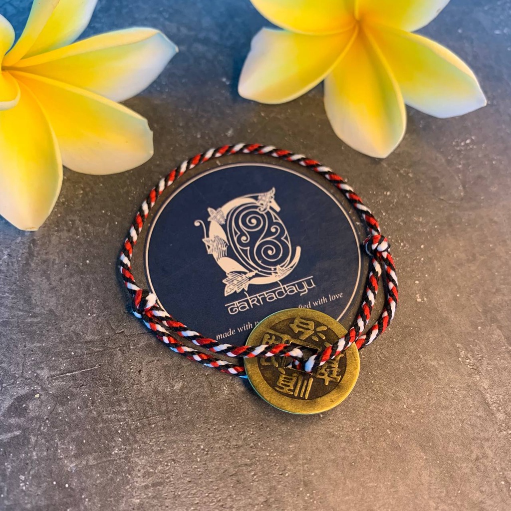 CAKRADAYU Gelang Tridatu Padma Koin Pis Bolong Asli Khas Bali Original