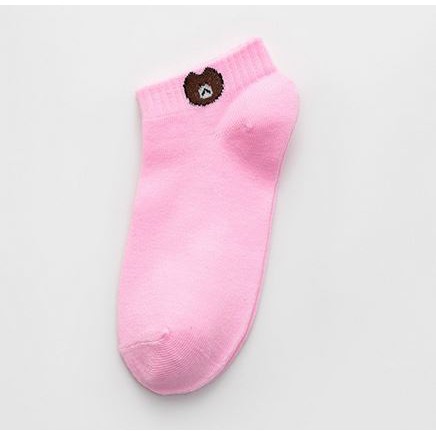 Kaos Kaki Ankle Pendek Lucu Tebal 1kg muat 86pcs Motif Brown Import Lembut GANNISE KK0002-KK0002 PINK