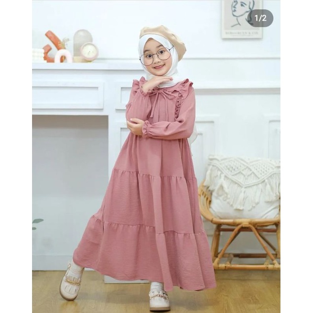 SHAFA DRESS KIDS/GAMIS ANAK TERBARU USIA  3 - 13 TAHUN BAHAN CRINKLE PREMIUM  BAJU MUSLIM ANAK/fashion anak perempuan/pakaian anak perempuan/gamis anak perempuan/pakaian muslim anak perempuan