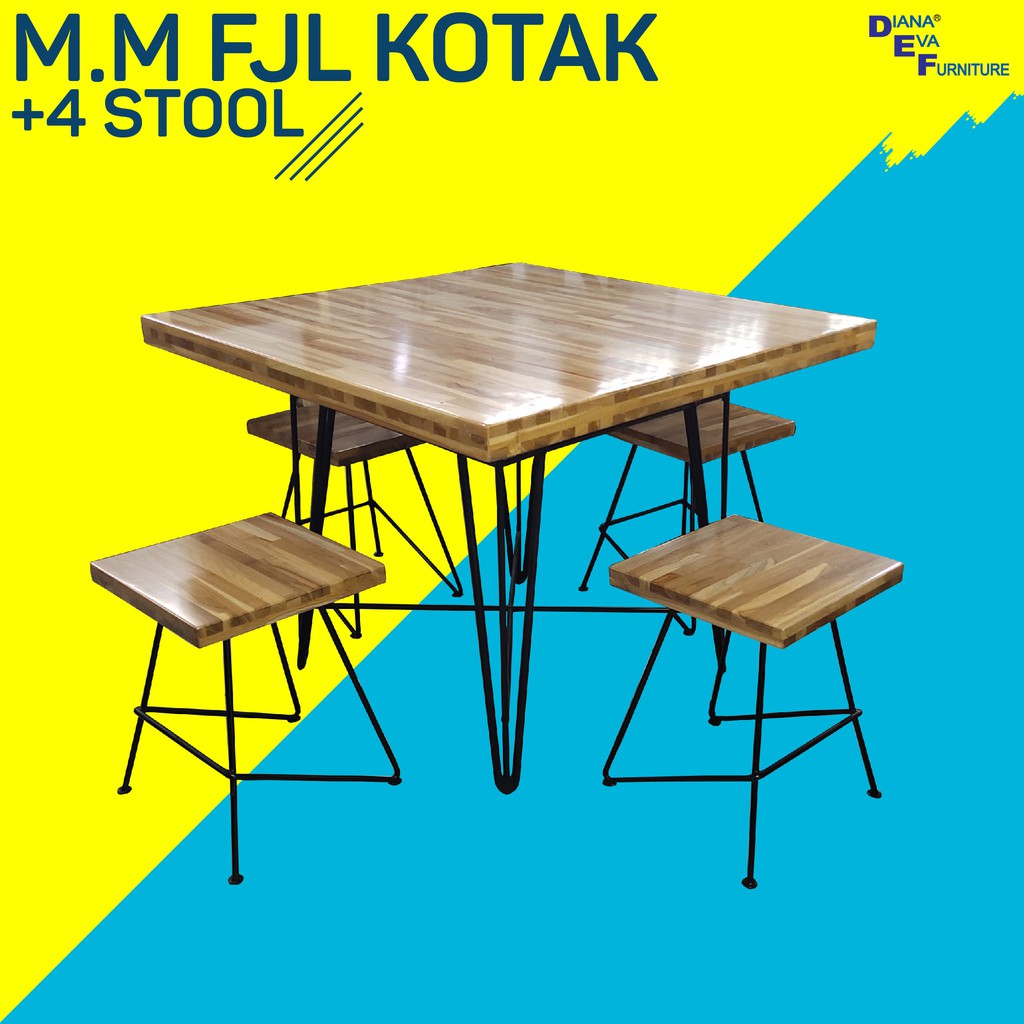 Meja Makan FJL kotak + 4 Stool