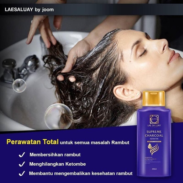 LAE SA LUAY SUPREME CHARCOAL KERATIN SHAMPOO BPOM - LAESALUAY SHAMPOO 200ml