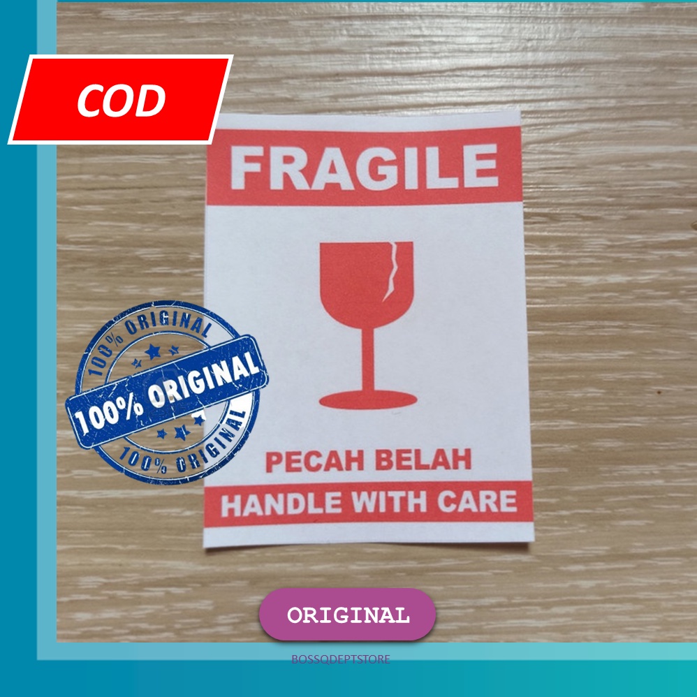 (isi 100pcs)Label Fragile HVS Sticker Fragile tanpa perekat