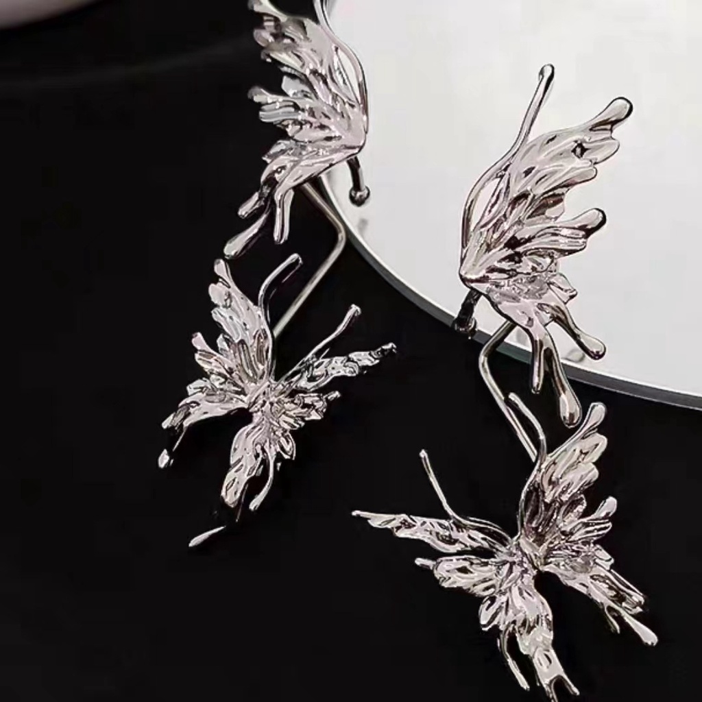 Anting Tusuk Gantung Temperament Bahan Metal Desain Pita Gaya Trendysimple Untuk Wanita