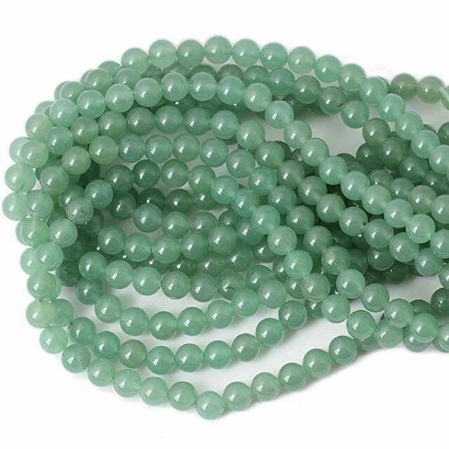 Manik Manik Bahan craft Batu Alam Bulat Green Dot Spot 4/ 6/ 8/ 10mm Bahan Membuat Gelang Kalung Diy