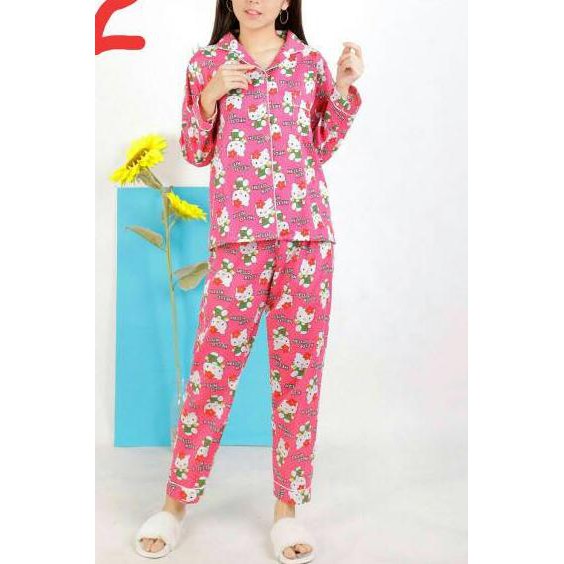 WPT OTIN FASHION BAJU TIDUR WANITA PIYAMA KATUN WAWA KITTY konveksi murah tanah abang .