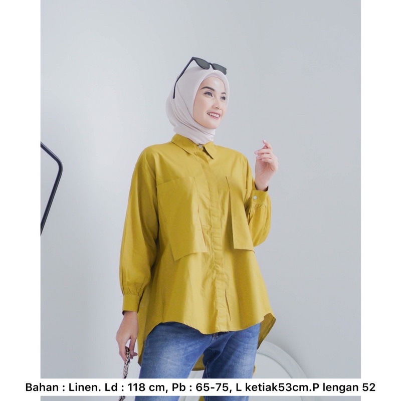 MONOCHROME OVERSIZE BLOUSE MOTIF - ATASAN RAYON FULL KANCING JUMBO / ATASAN RAYON KOMBINASI-KALIN SHIRT LIME