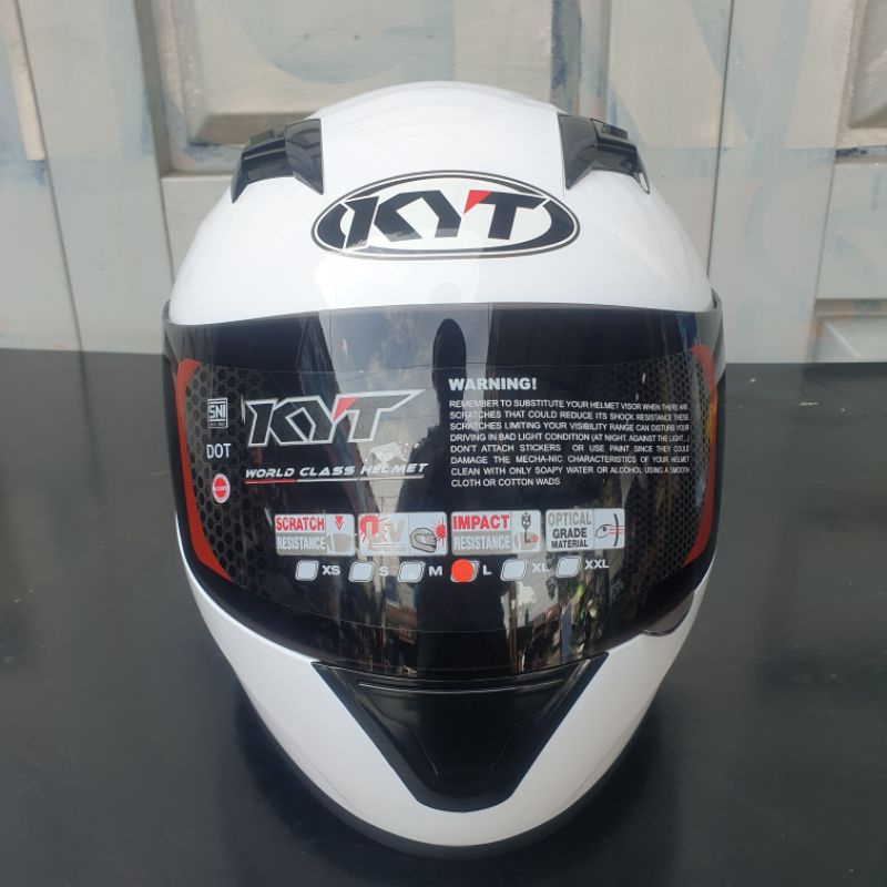 HELM KYT R10 POLOS PUTIH  - KYT R10 PAKET GANTENG SOLID WHITE