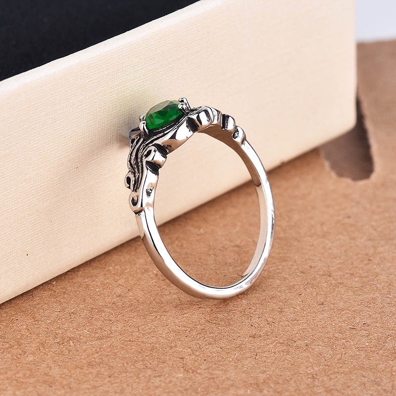 Cincin Sterling Silver 925 Dengan Emerald Hijau Untuk Wanita Jza047