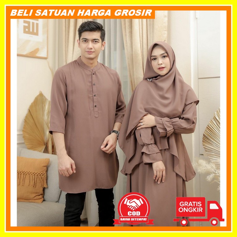 Gamis Couple Dress Pesta Couple Gamis Coupel Pasangan Gaun Lamaran Keb R.A - Ria Ricis Couple L Se