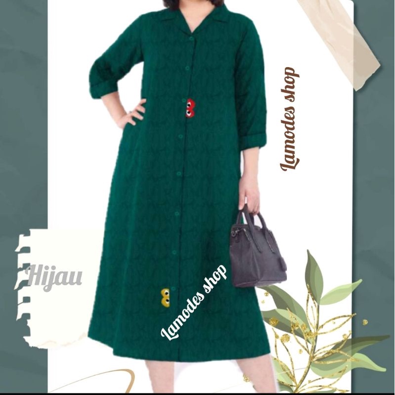 baju dress long tunik embos terkini