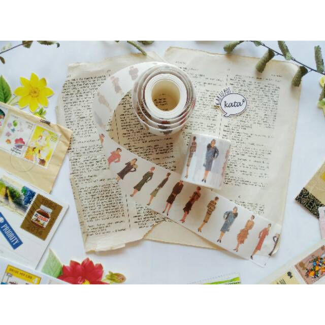 

Vintage Lady Washi Roll Washitape Washi tape untuk Journal Journalling Planner Penpall