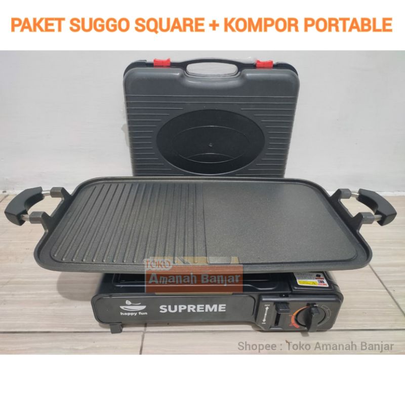 Paket Suggo Square Bulgogi + Kompor Portable | Panggangan BBQ | Pemanggang BBQ | Ultra Grill Pan | R