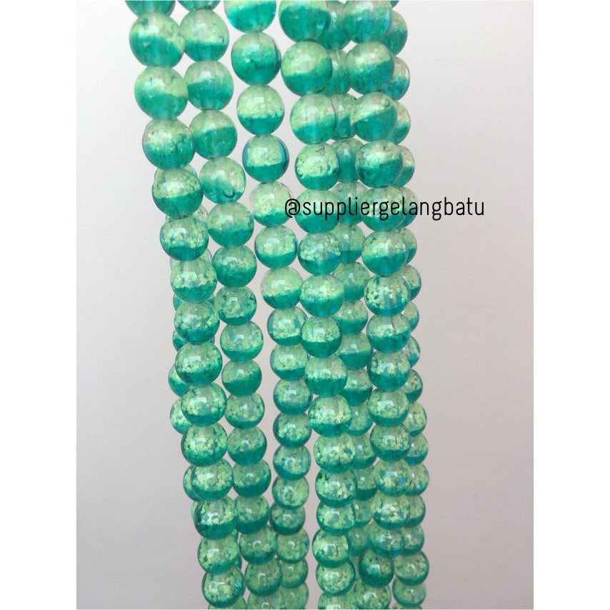 manik GID kristal HIJAU TOSCA 10mm glow fosfor GREEN premium crystal aksesoris cantik craft model