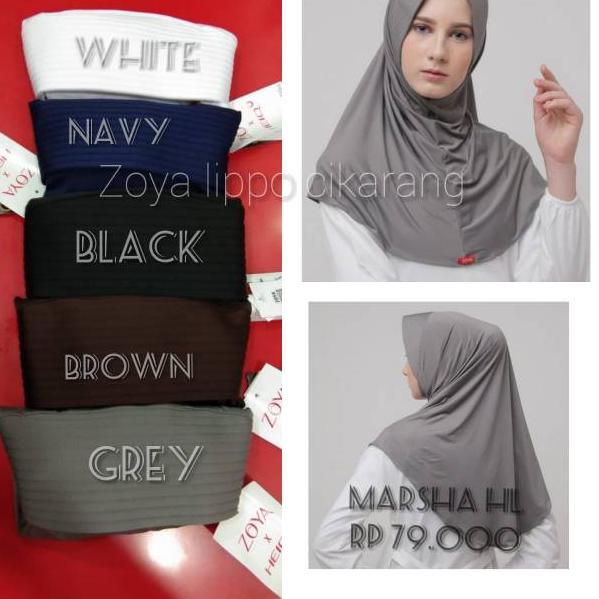 KMI.19Au22e– JILBAB INSTAN ZOYA  BERGO MARSHA HL HEIQ READY HITAM, NAVY, ABU, PUTIH COklat tua Ready