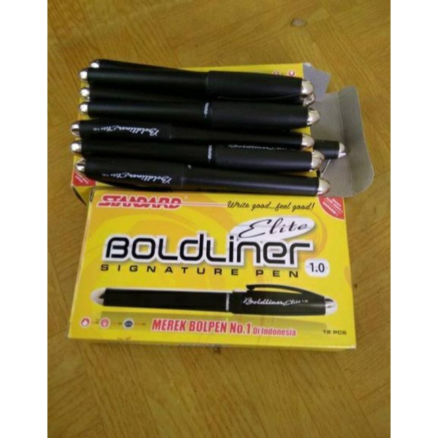 Jual [BOX ISI 12] BALLPOINT STANDARD BOLDLINER HITAM / SIGNATURE PEN ...