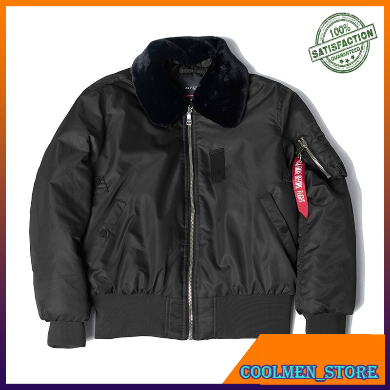 Jaket Pria Bomber Impor Eksklusif B15 fur collar winter thick nylon flight jacket WW2 men's bomber